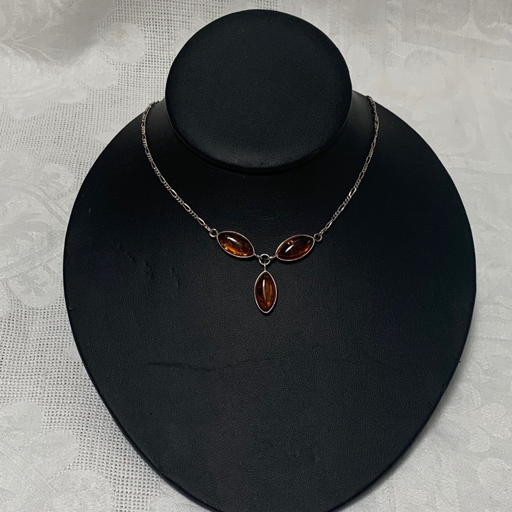 Sterling Silver Necklace with Natural Baltic Amber